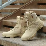 Botas de hombre, zapatos de trabajo de invierno y otoño, botines tácticos de combate en el desierto de las fuerzas especiales de calidad, botas de nieve de cuero