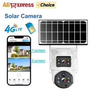 Cámara Solar 4G Sim para exteriores detección humanoide visión nocturna HD PTZ protección de seguridad batería integrada