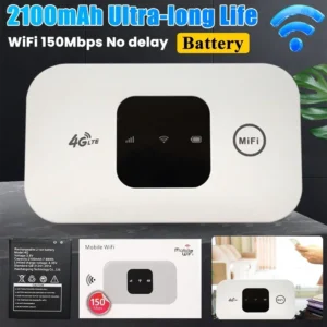 Router 4G LTE Inalámbrico Wifi, Hotspot Móvil de 2100mAh con Ranura para Tarjeta SIM, Hotspot de Bolsillo WIFI de 150mbps para Exteriores, Hogar, Oficina y Viajes
